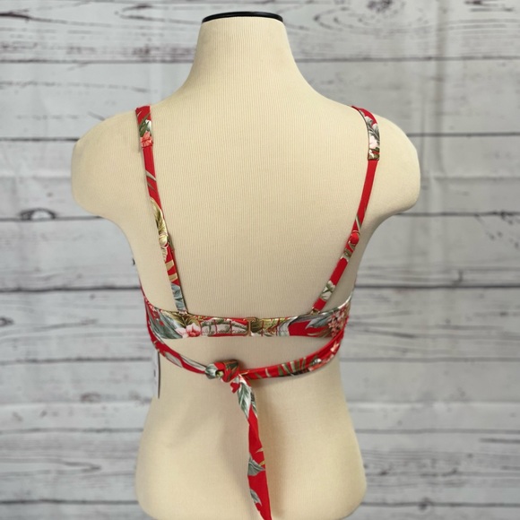 Shade & Shore Red Floral Bikini Top-NWT - Picture 2 of 6